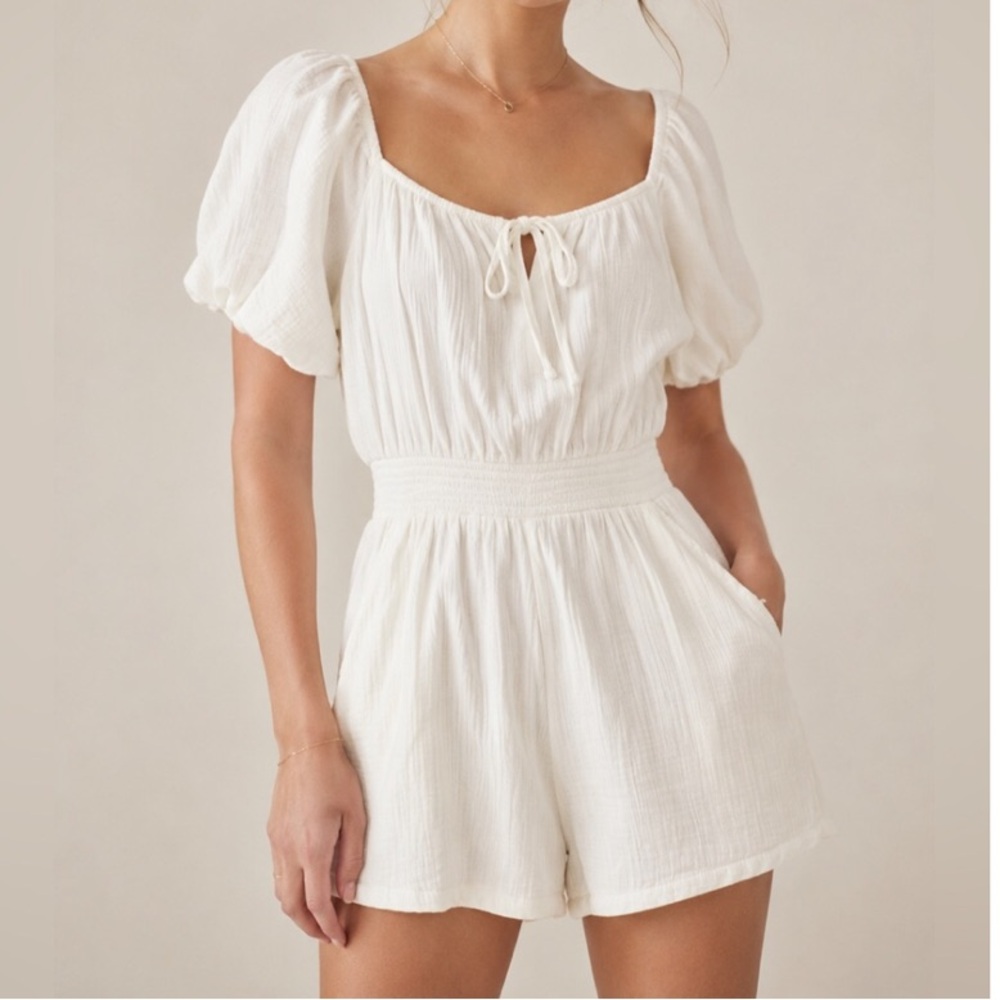 Aerie - Puff Sleeve Gauze Romper